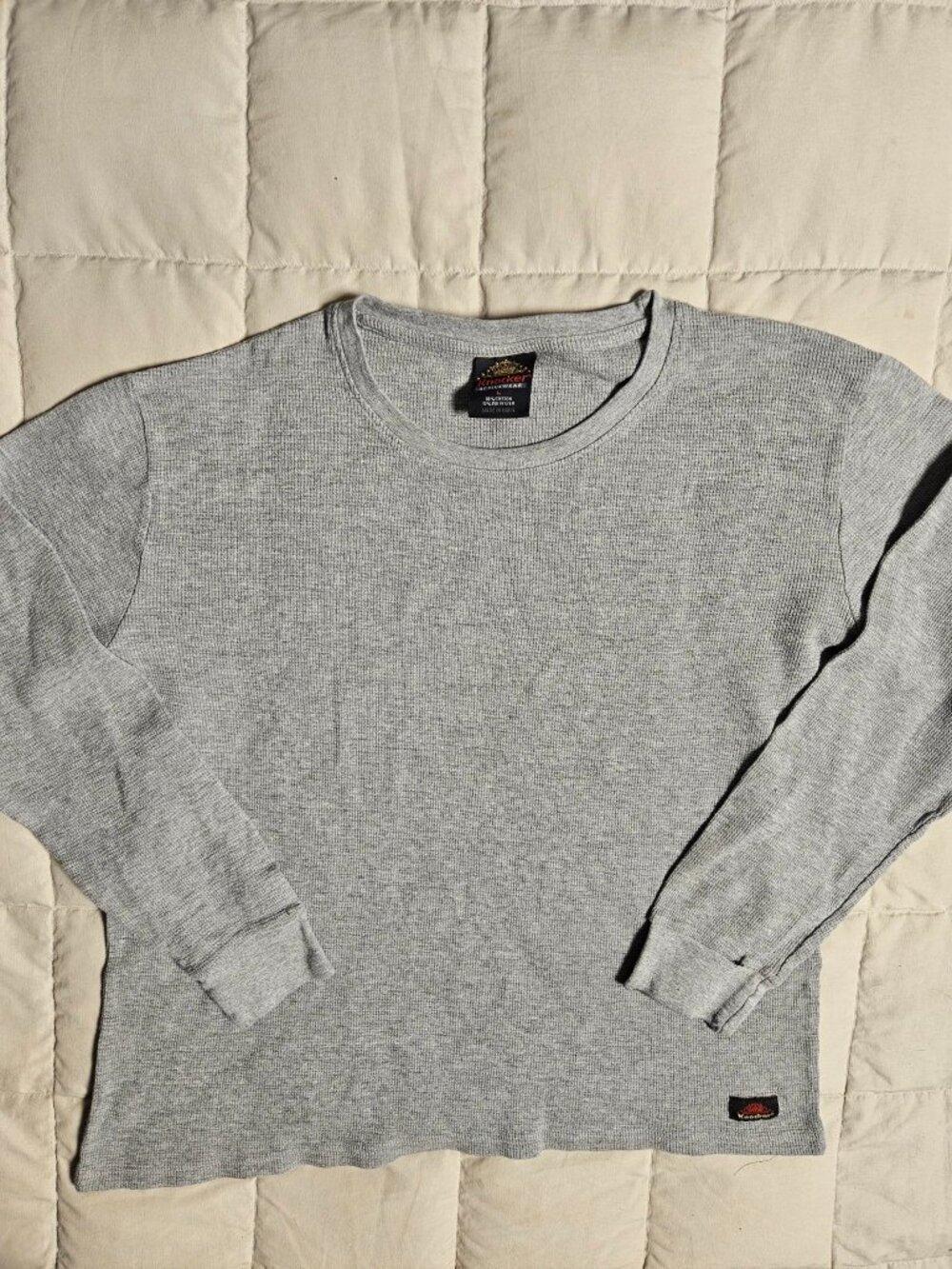 Knocker Activewear Thermal Long Sleeve Shirt Mens L Gray Waffle Knit